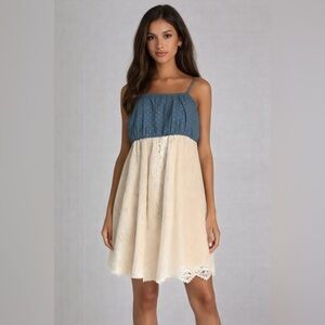 Speechless Denim and Lace Dress Small